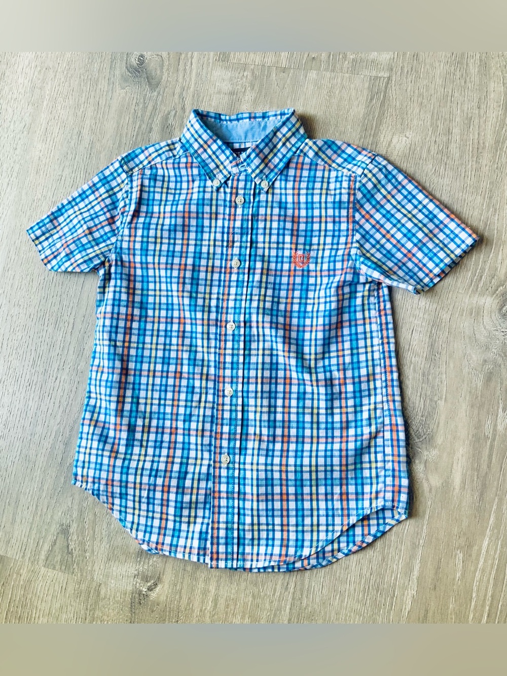 Chaps Easy Care Plaid Button Down Shirt Boys 6